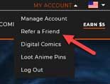Loot crate referral menu