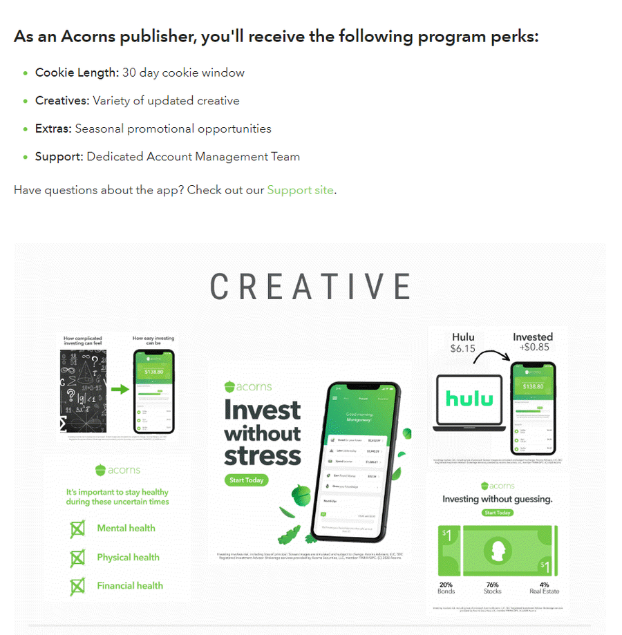 acorns affiliate creatives