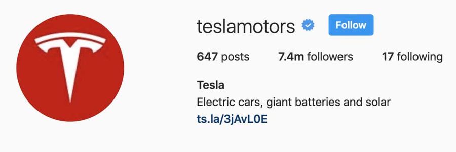 Tesla social bio link
