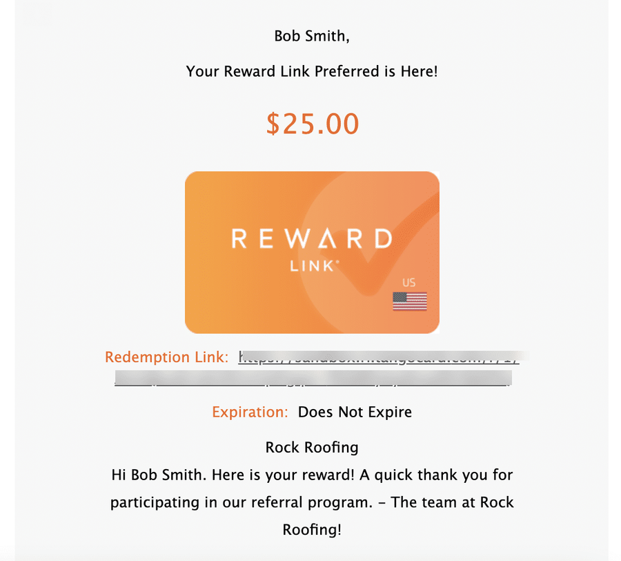 Reward link email sample zoom