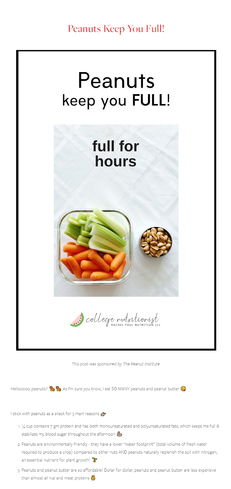 college nutritionist peanuts