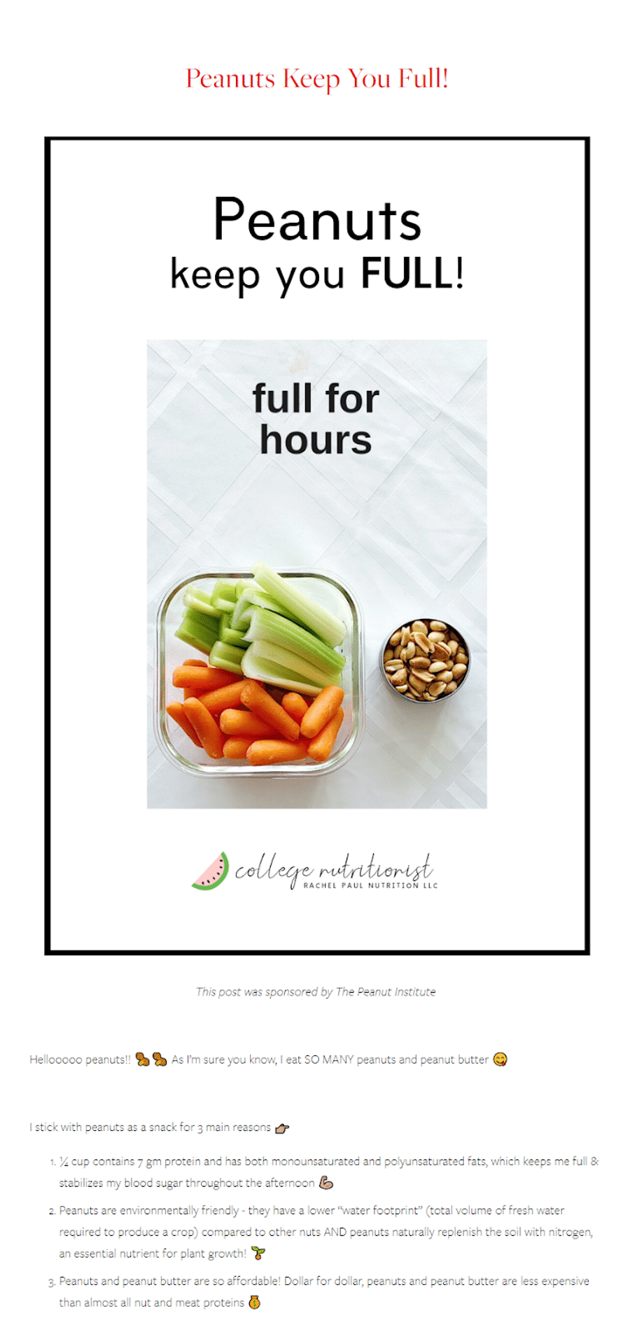 college nutritionist peanuts