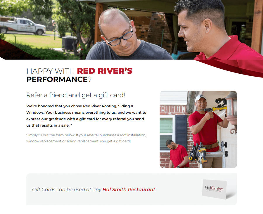 red river roofing referral program
