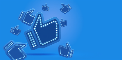 thumbs up on blue background