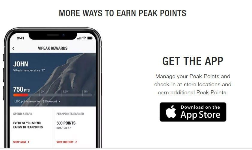 North Face Peak Points