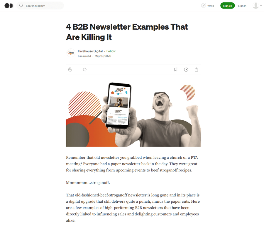b2b content marketing medium example