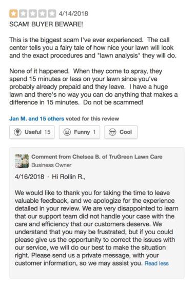 example of response to negative review