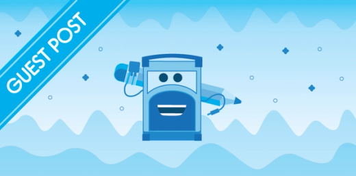Our Referral Rock mascot monitoring a guest post article
