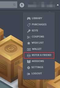 Humble bundle refer a friend menu