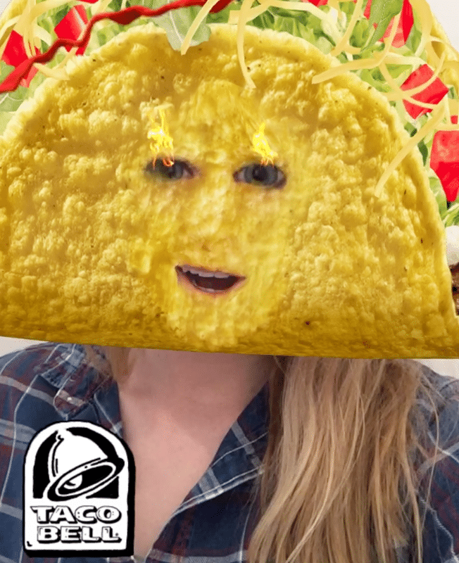 Taco Bell’s Cinco De Mayo snapchat taco face brand example