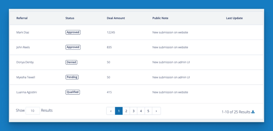 My Referrals section of portal