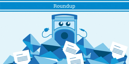 Referral Rock character in a pile of emails