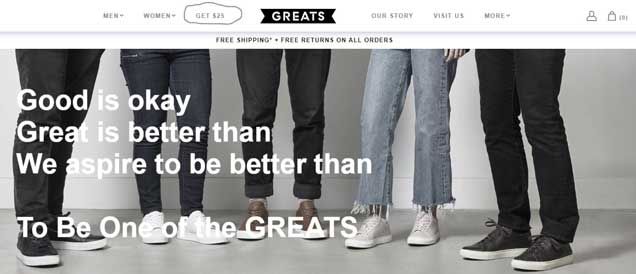 Greats referral menu