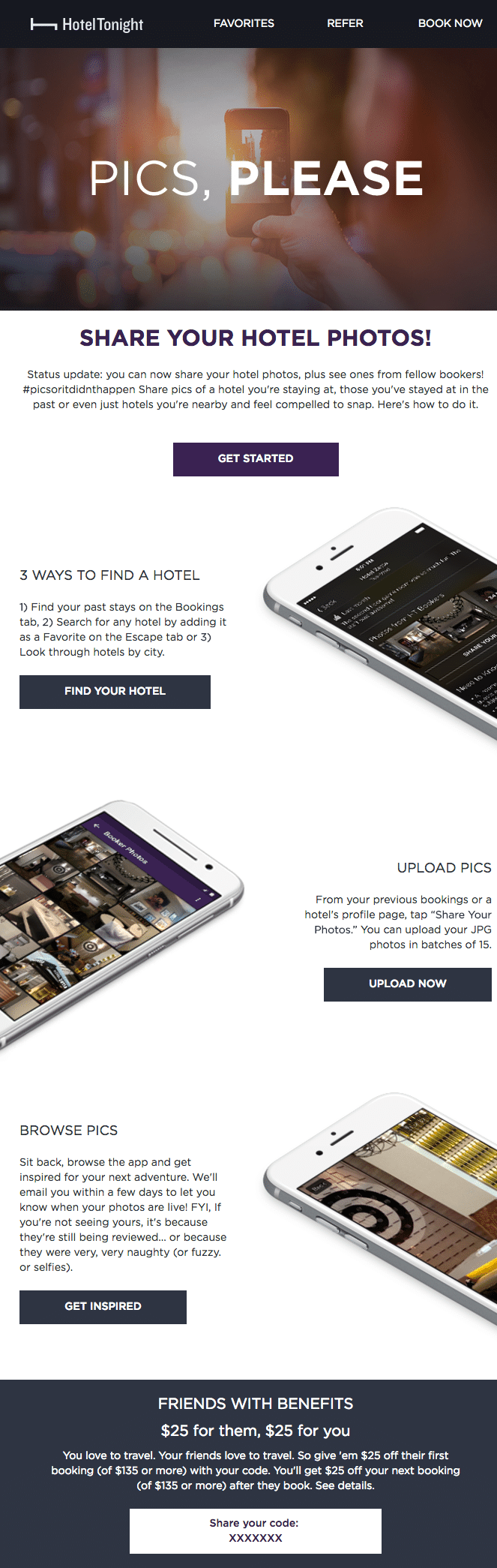 Hotel Tonight refer a friend email