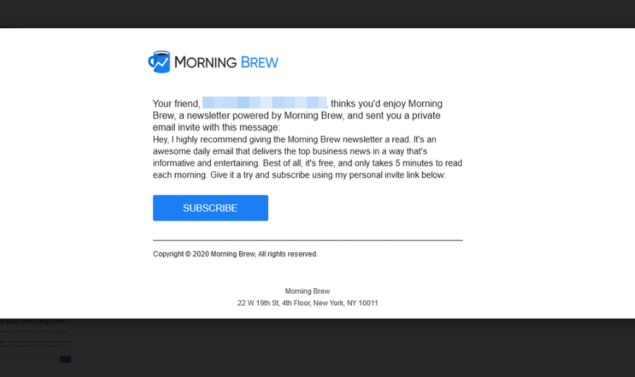 morning brew friend landing page