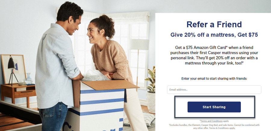 casper referral button