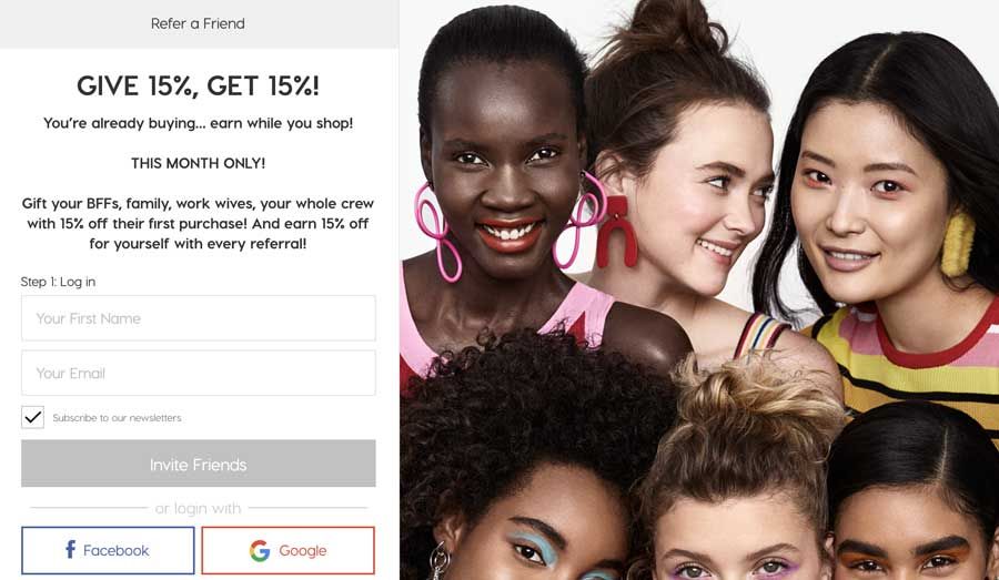 Colourpop referral program