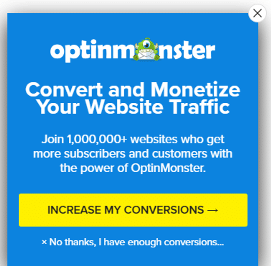 optinmonster pop up
