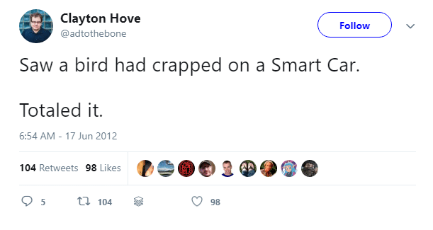 bird on smart car post