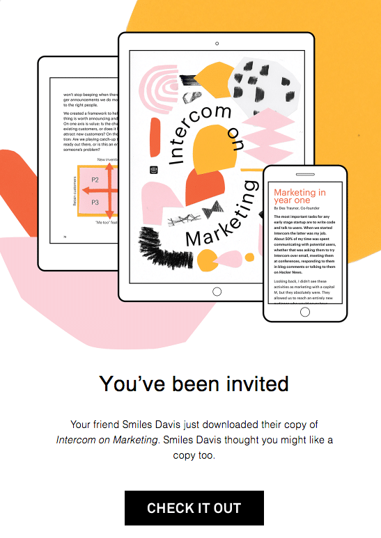 Intercom refer a friend email