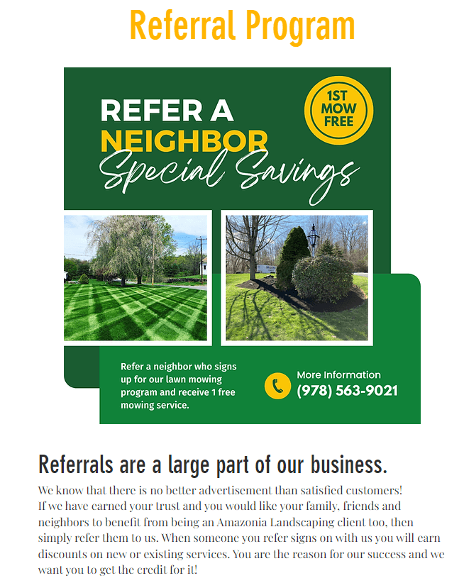 landscaping referral program description