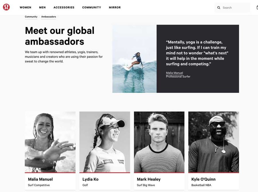 Lululemon ambassadors