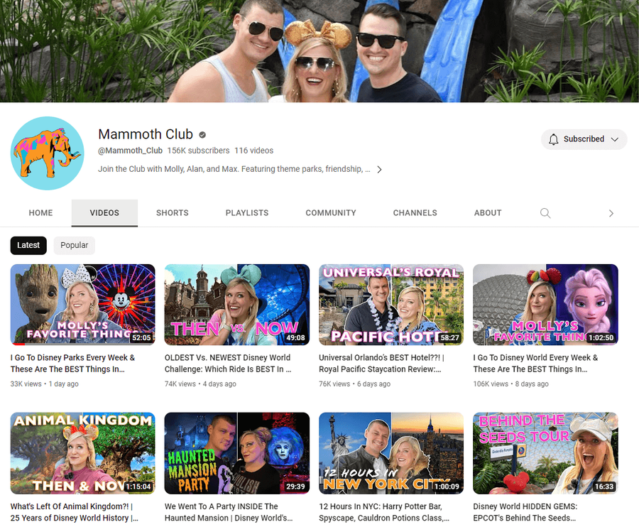mammoth club video influencers