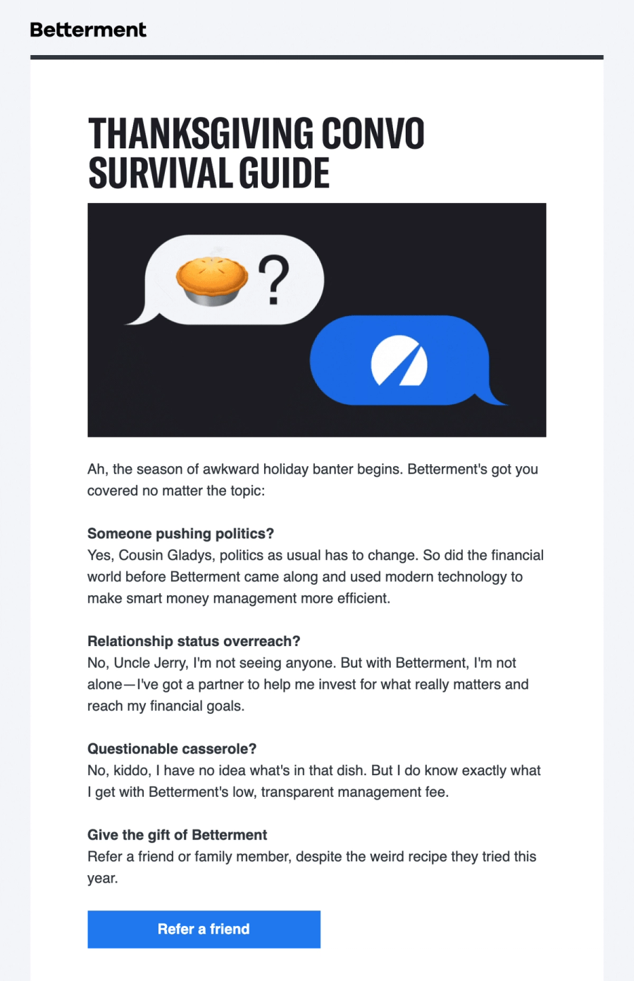 Betterment referral email