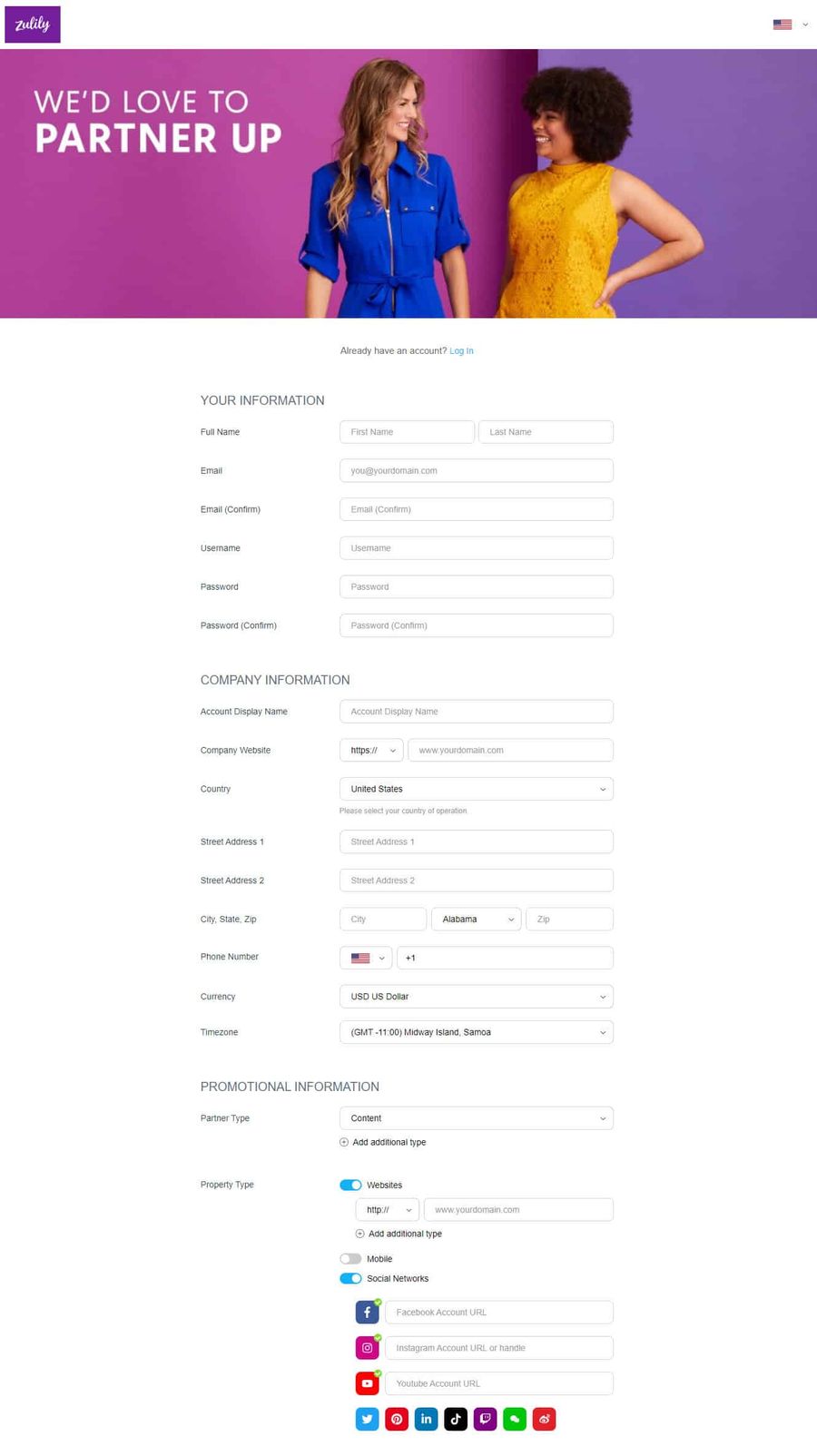 zulily affiliate application