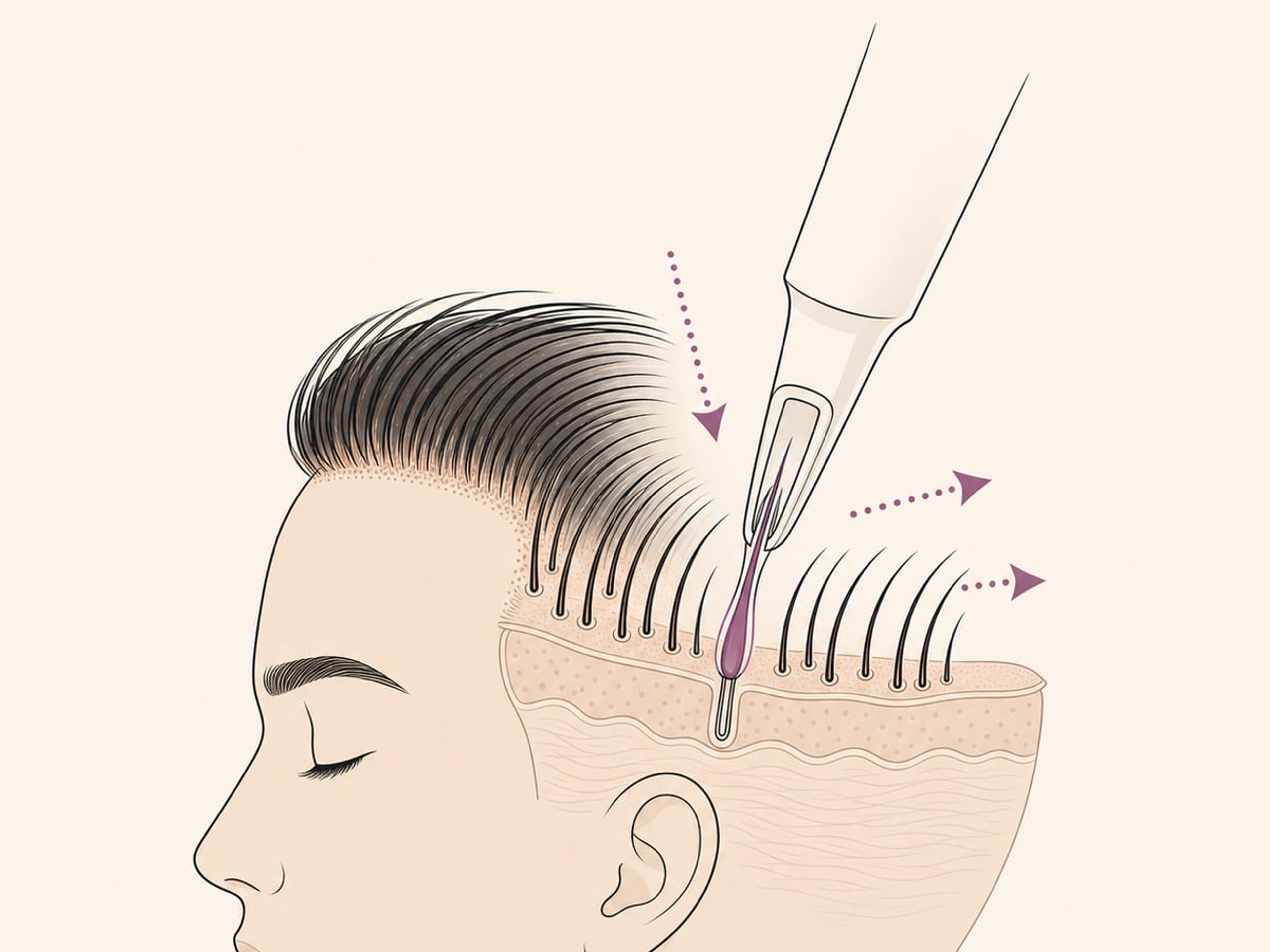 DHI (direkte Haarimplantation) — illustration