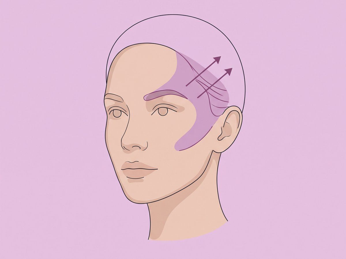 Facelift mit Schläfen- oder Brauenlifting — illustration