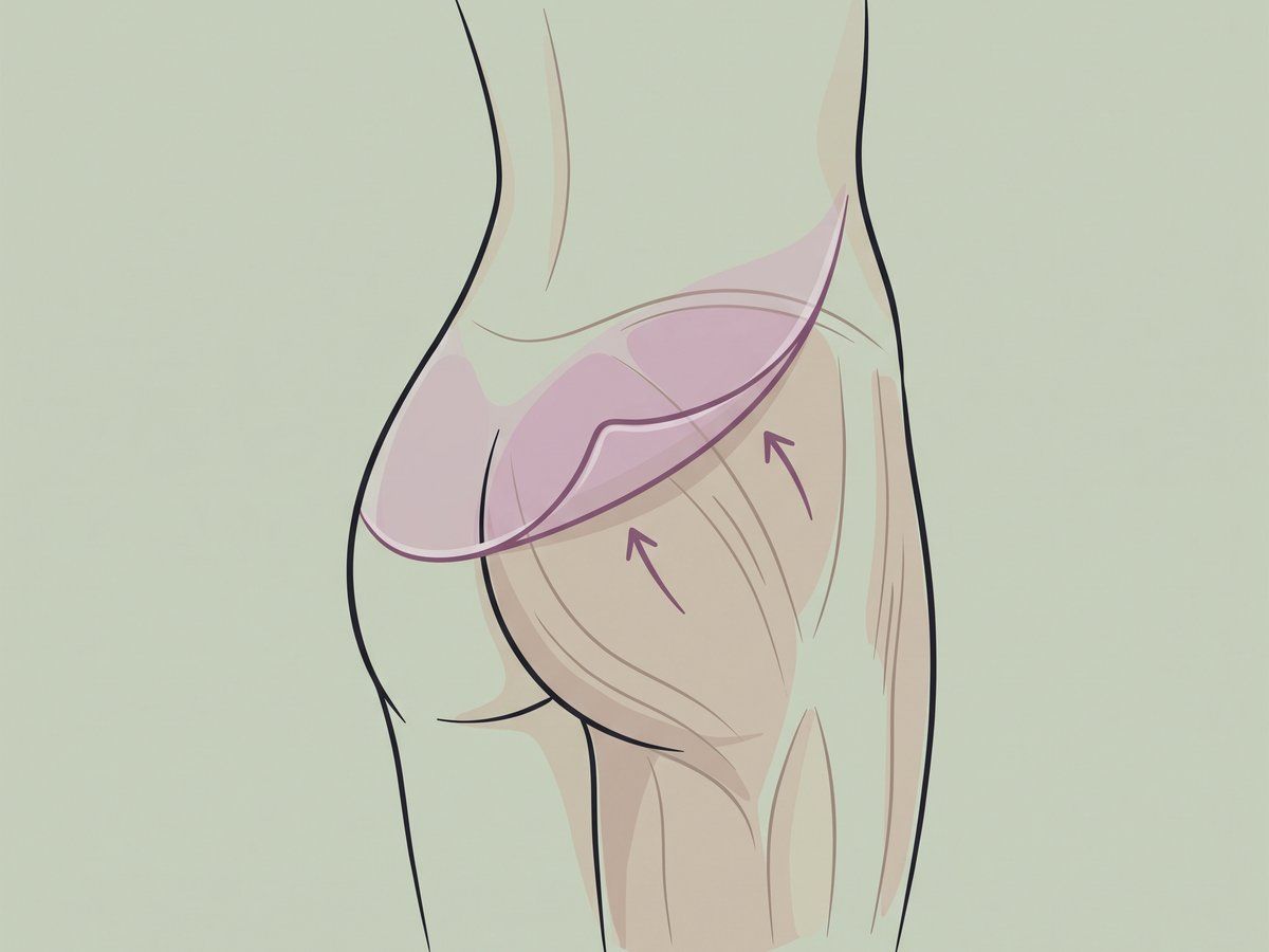 Implantat über dem Gesäßmuskel — illustration