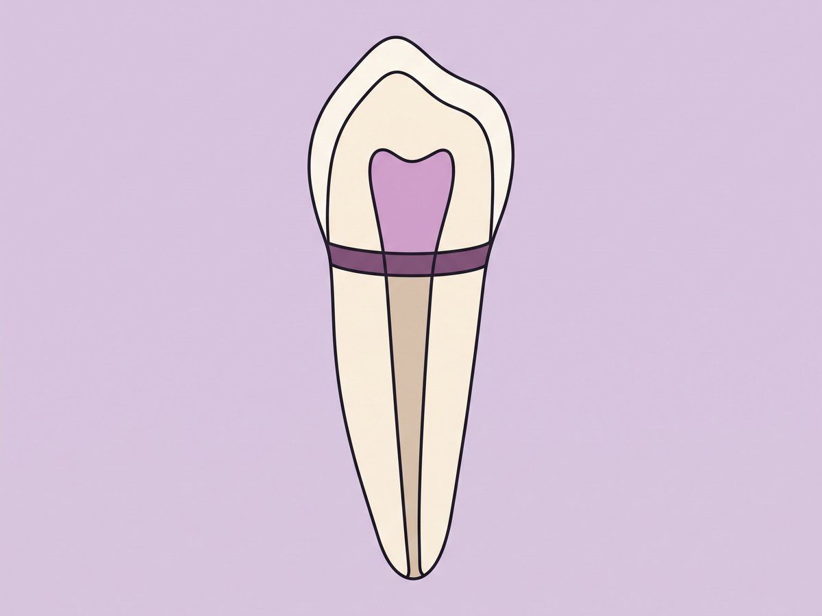 التبييض الداخلي لسن واحد معالج الجذر (غير حي) — illustration