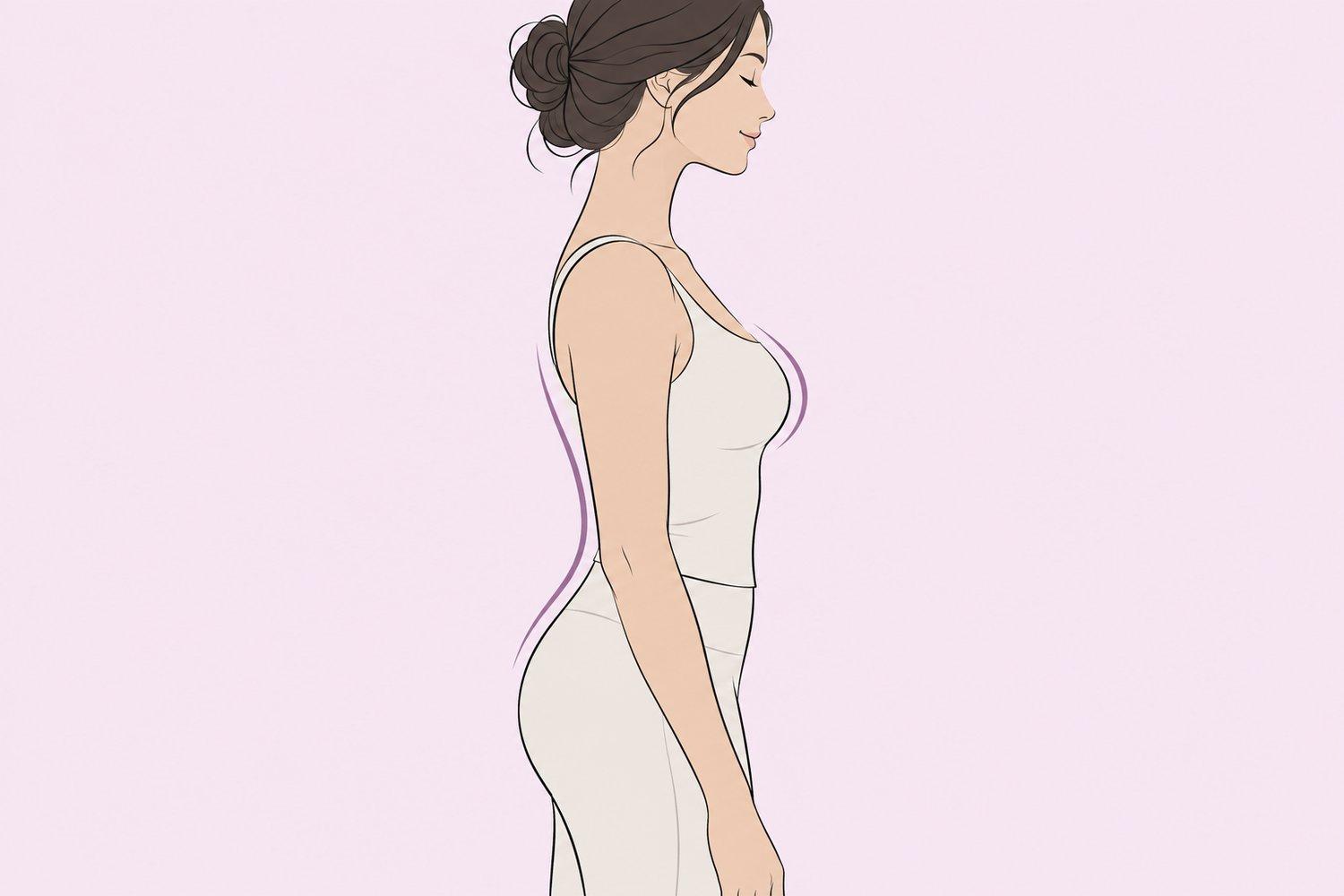 Profile view illustrating a balanced, understated breast silhouette