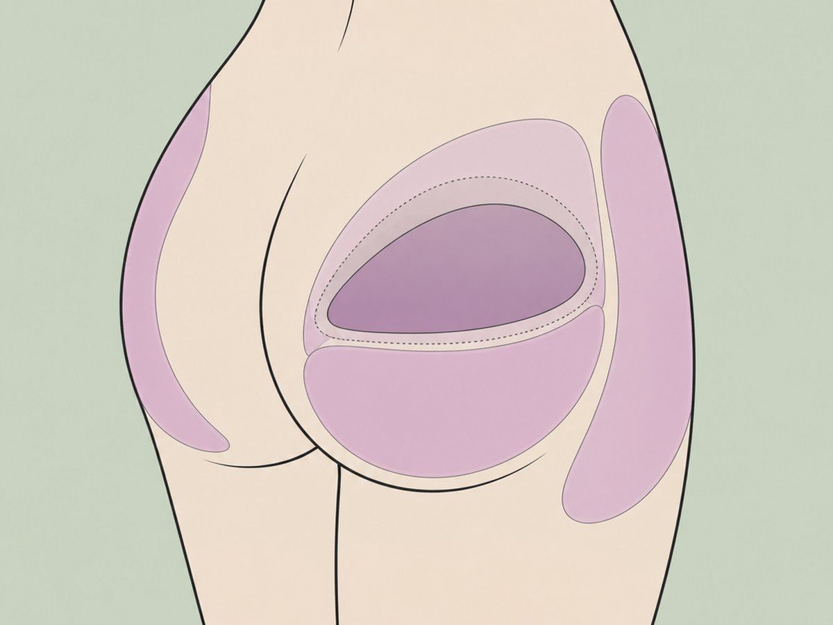 Hybrides BBL (Fetttransfer mit Gesäßimplantat) — illustration