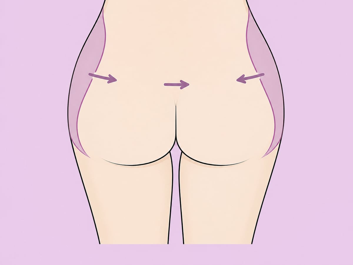 Brazilian Butt Lift (BBL) — gluteale Fetttransplantation — illustration