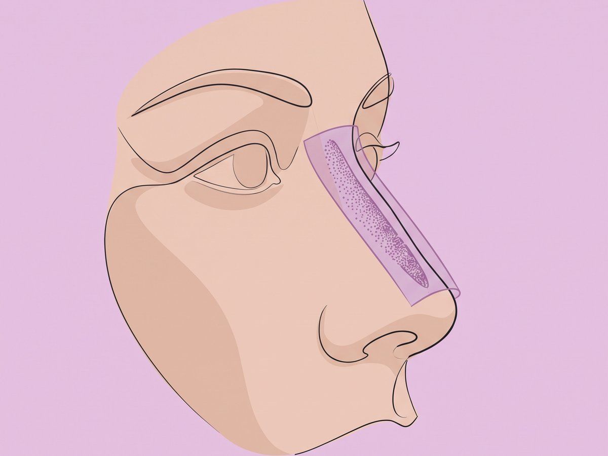 Gewürfelter Knorpel mit Faszie zur Kaschierung des Nasenrückens — illustration