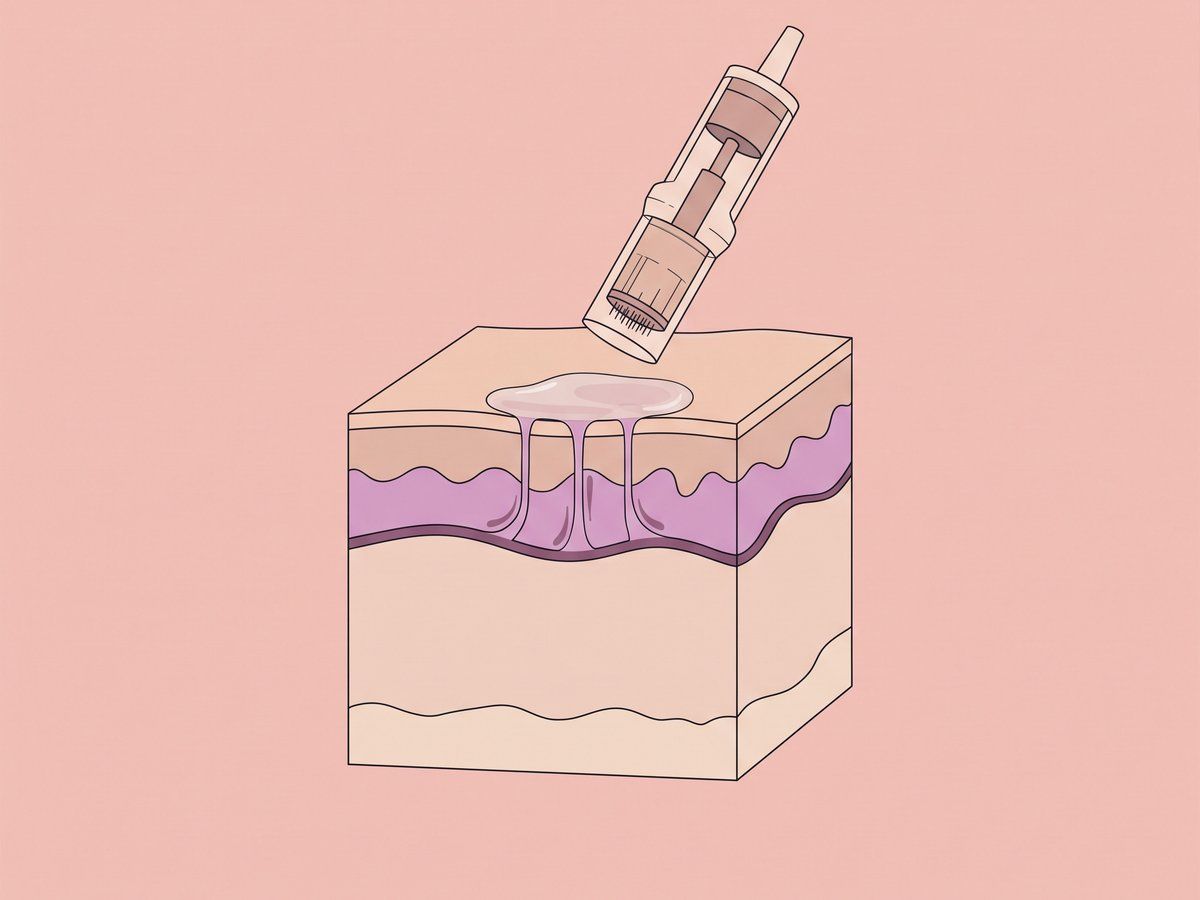 Topische Anwendung mit Microneedling-Unterstützung — illustration