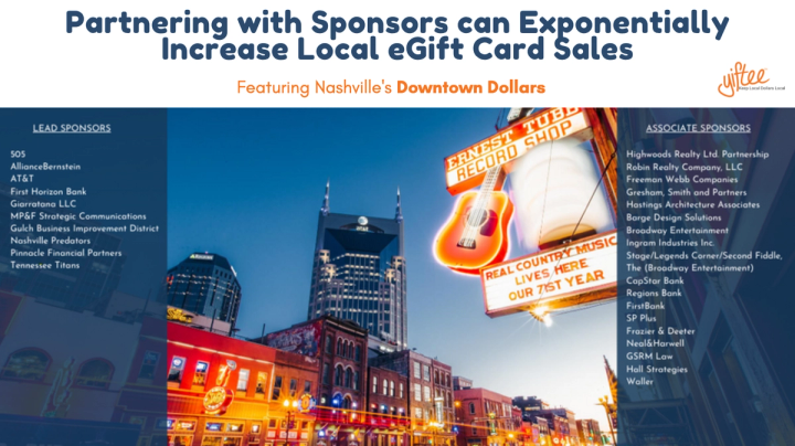 Partnering with Sponsors can Exponentially Increase Local eGift Card Sales - Featuring Nashville's Downtown Dollars