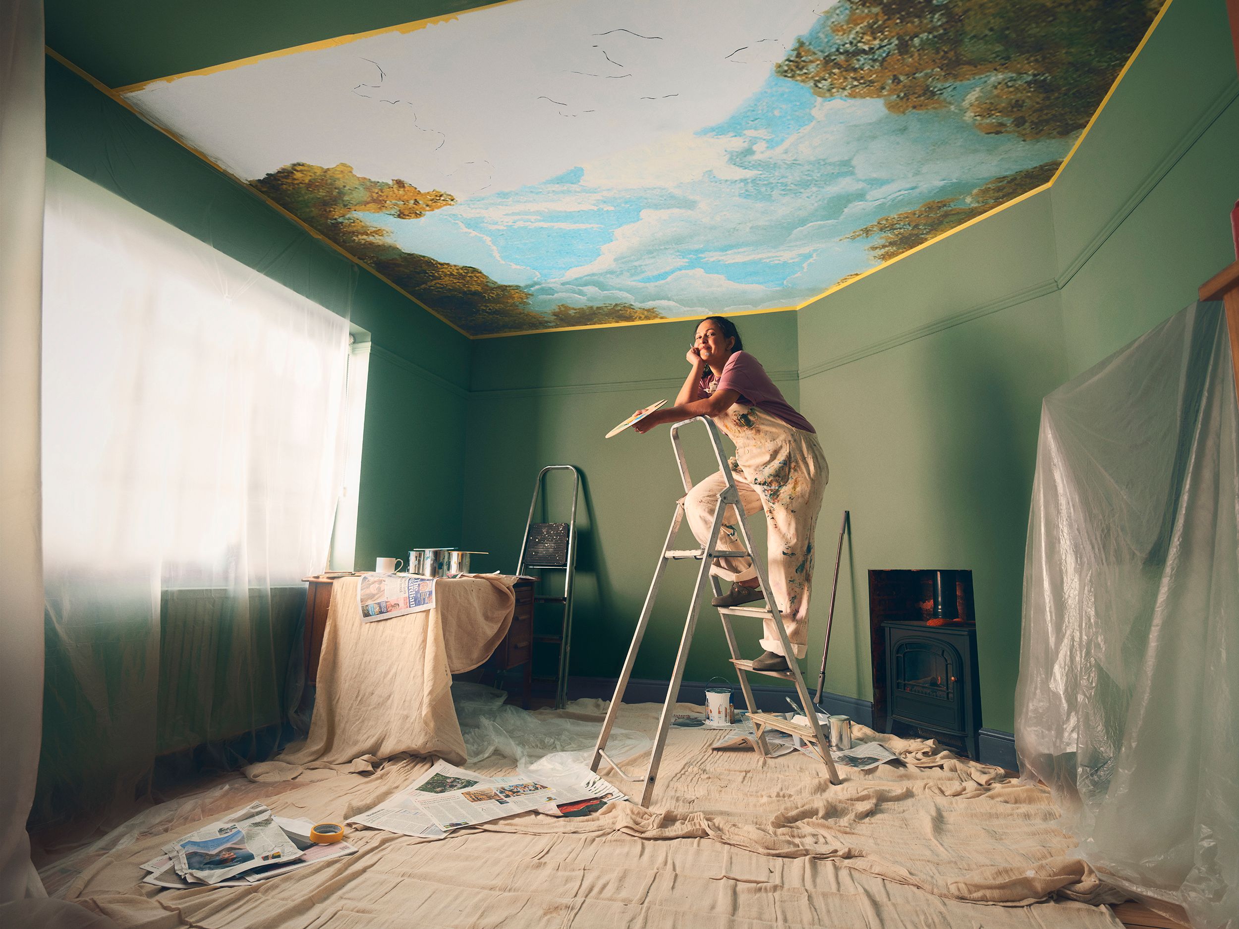 Sam Samuel McElwee The Guardian Fresco No Copy woman painting ceiling