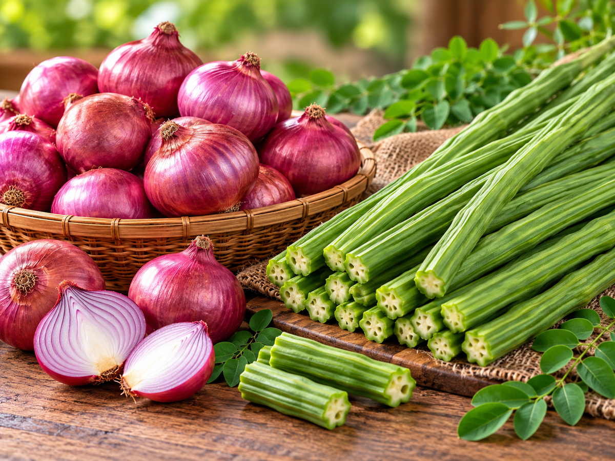 Fresh Vegetables – Onions & Drumsticks (Moringa)