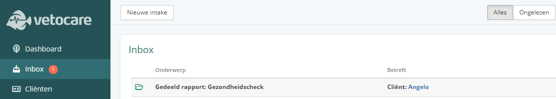 Vetocare standaardberichten inbox