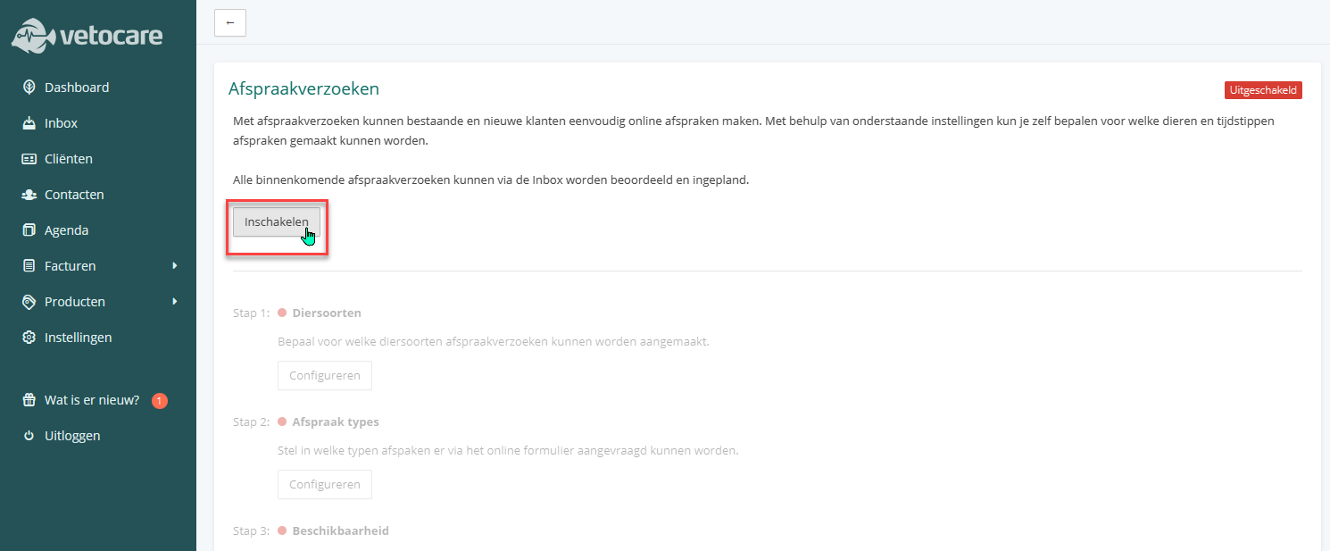 Afspraakverzoeken inschakelen