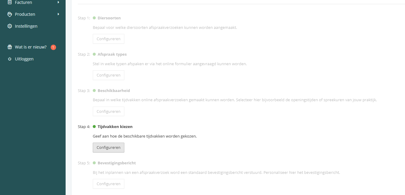 Tijdvakken instellen