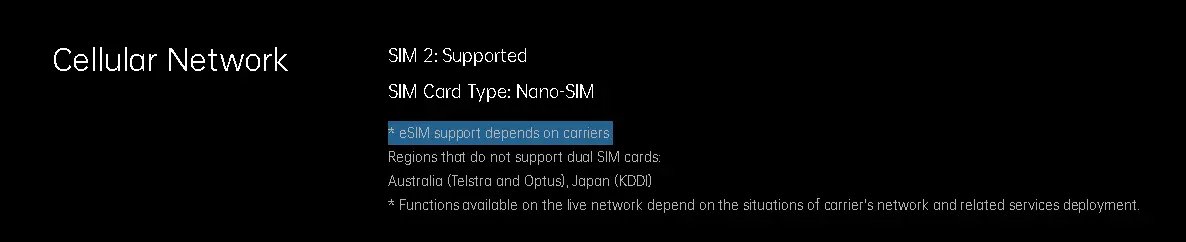 Oppo Find x3 Pro with eSIM support as listed on Oppo official website
