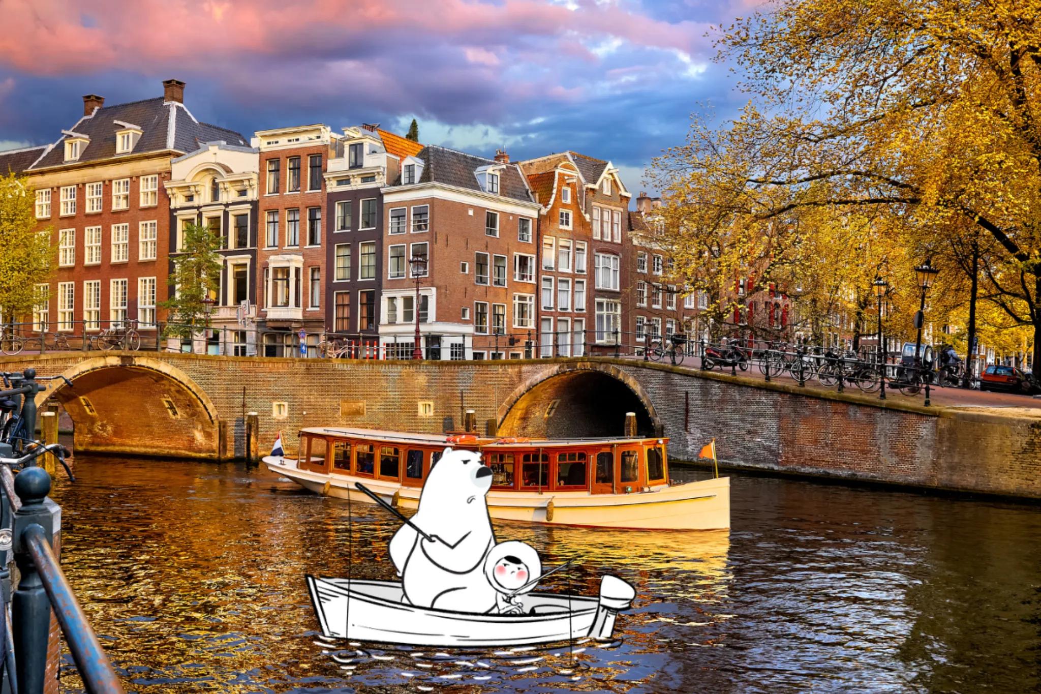 amsterdam canals sunset.