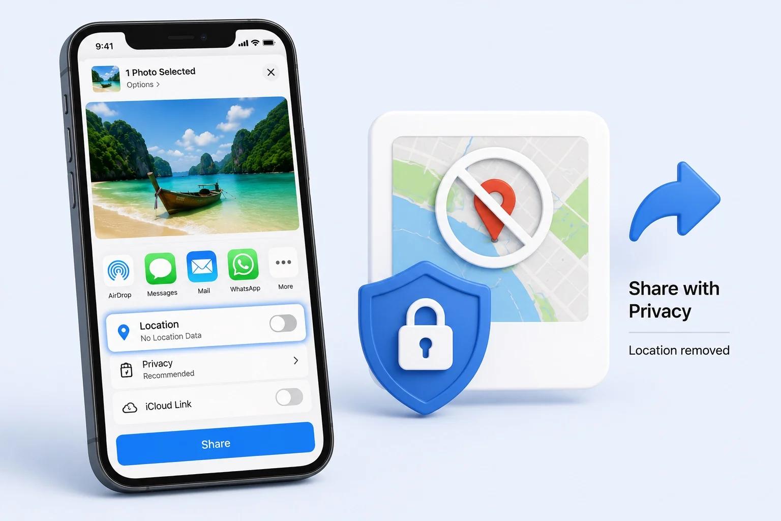 how to remove location before sharing the photo