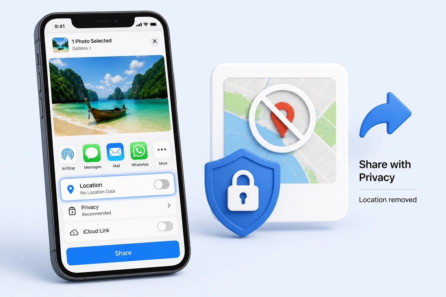 how to remove location before sharing the photo