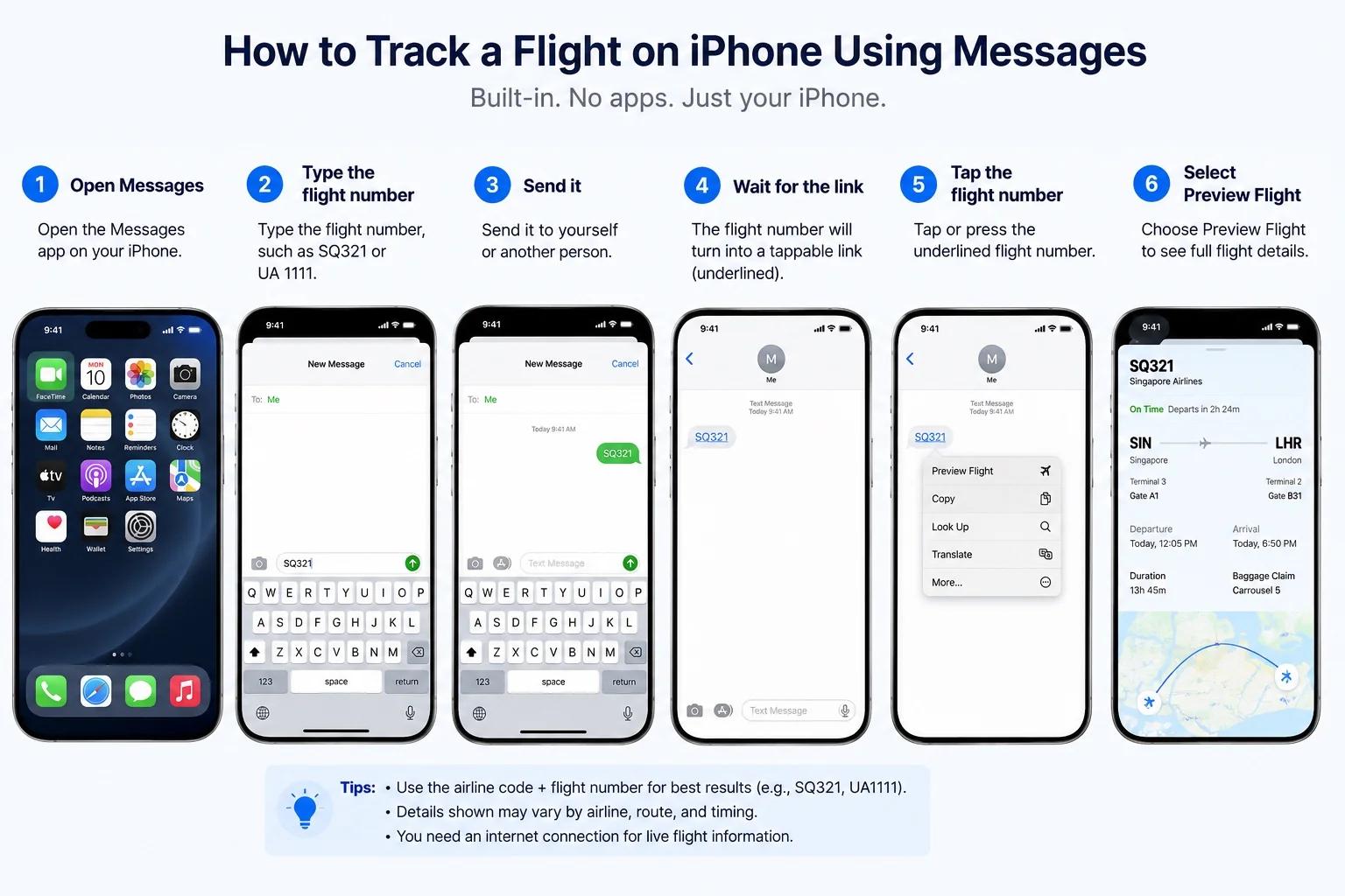 tracking flight with iMessage