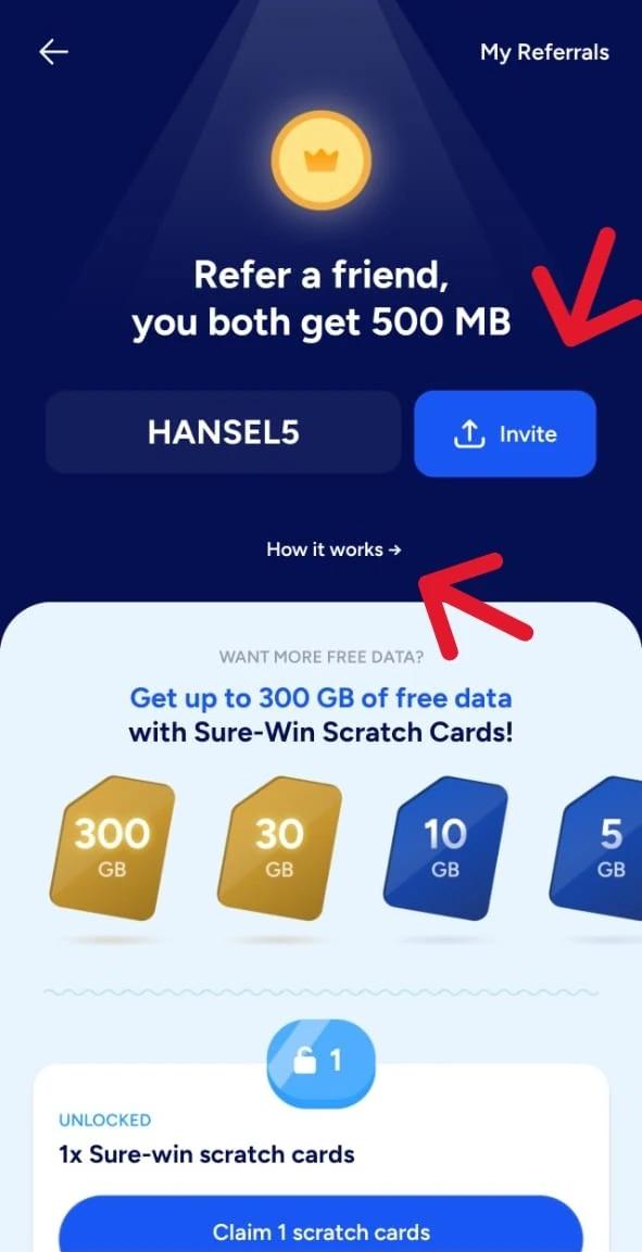 Eskimo in-app invite page where users can click Send Invite to share their referral link or copy their referral code